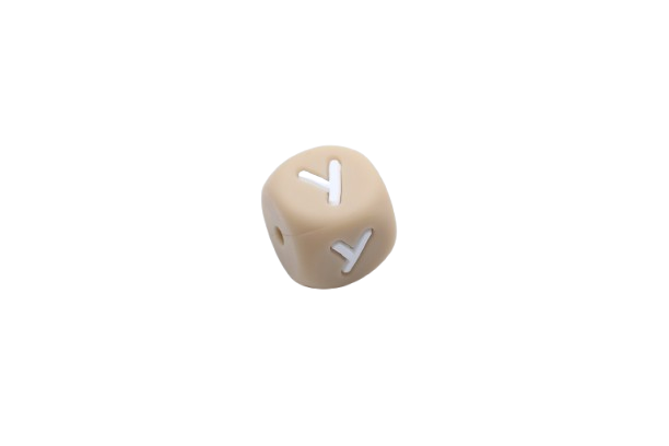 Lettre 12mm Exclusivité: Taupe -Blanc - Perle en silicone