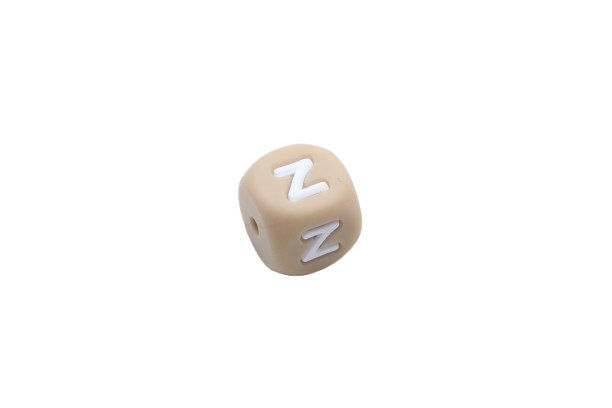 Lettre 12mm Exclusivité: Taupe -Blanc - Perle en silicone
