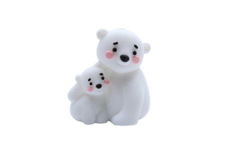 Ours avec bébé 3D - Perle en silicone