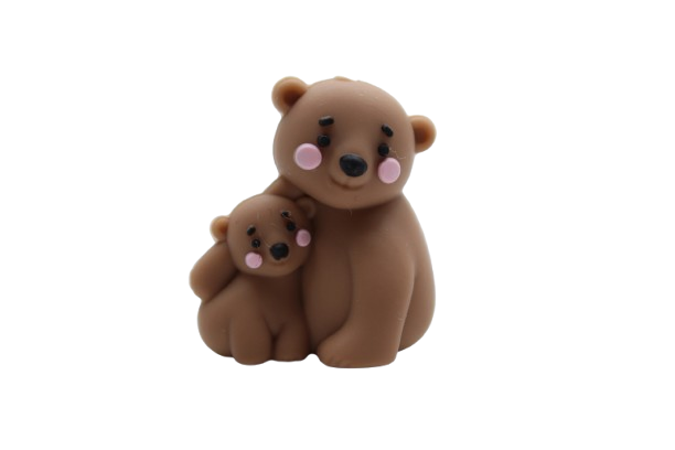 Ours avec bébé 3D - Perle en silicone