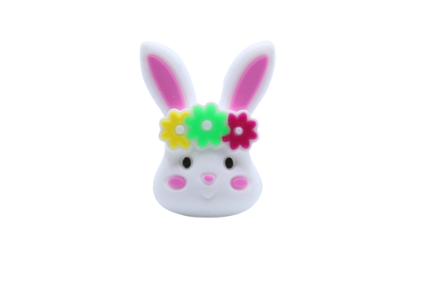 Lapin avec fleurs 3D -Perle en silicone