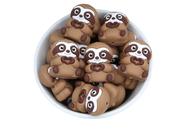 Paresseux mains en forme de coeur 3D - Perle en silicone