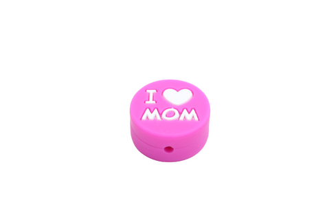 "I ♥ MOM" - Perle en silicone