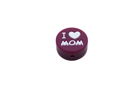 "I ♥ MOM" - Perle en silicone