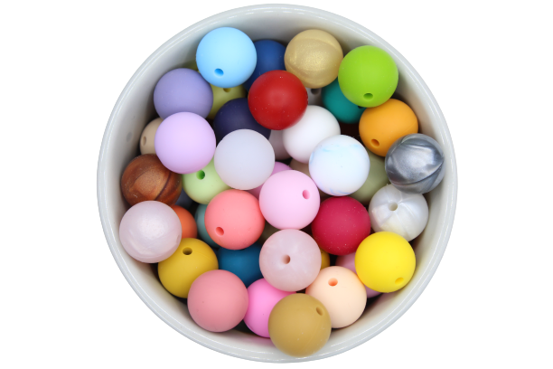 Perle en silicone ronde Ø15mm - lot de 5