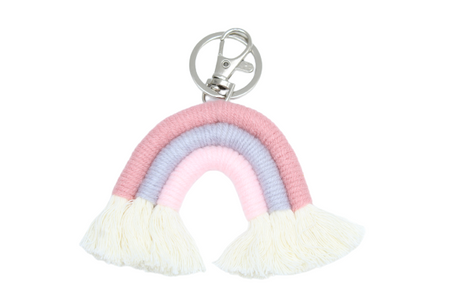 Porte clés Arc en ciel macramé