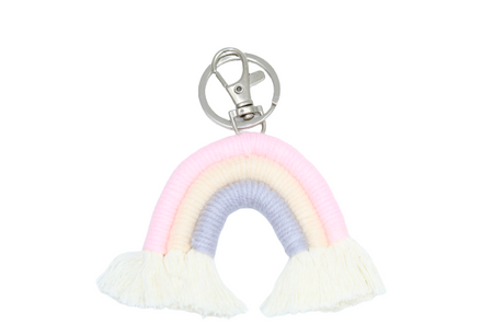 Porte clés Arc en ciel macramé